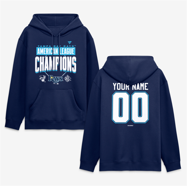 Men's Navy Tampa Bay Rays Custom 2026 American League Champions Big & Tall Name & Number Hoodie